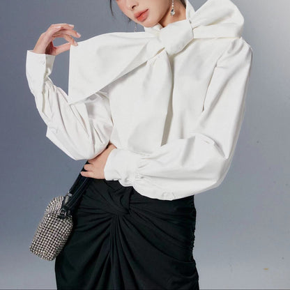 Couture-Inspired Exaggerated Bow Blouse 00160