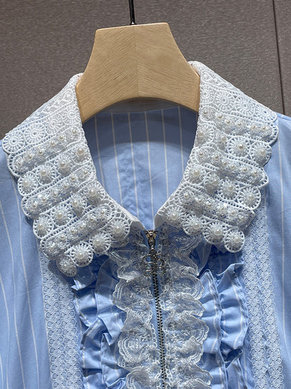 Lace Ruffle Zip Jacket 00211