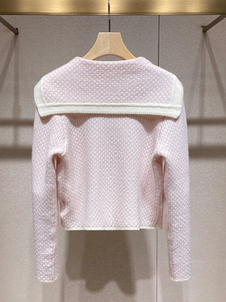 Pale Pink Marine Look Cardigan 00027