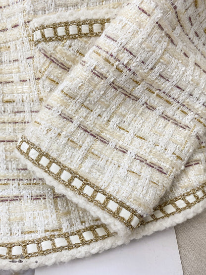 Ivory Chain Trim Tweed Jacket 00149