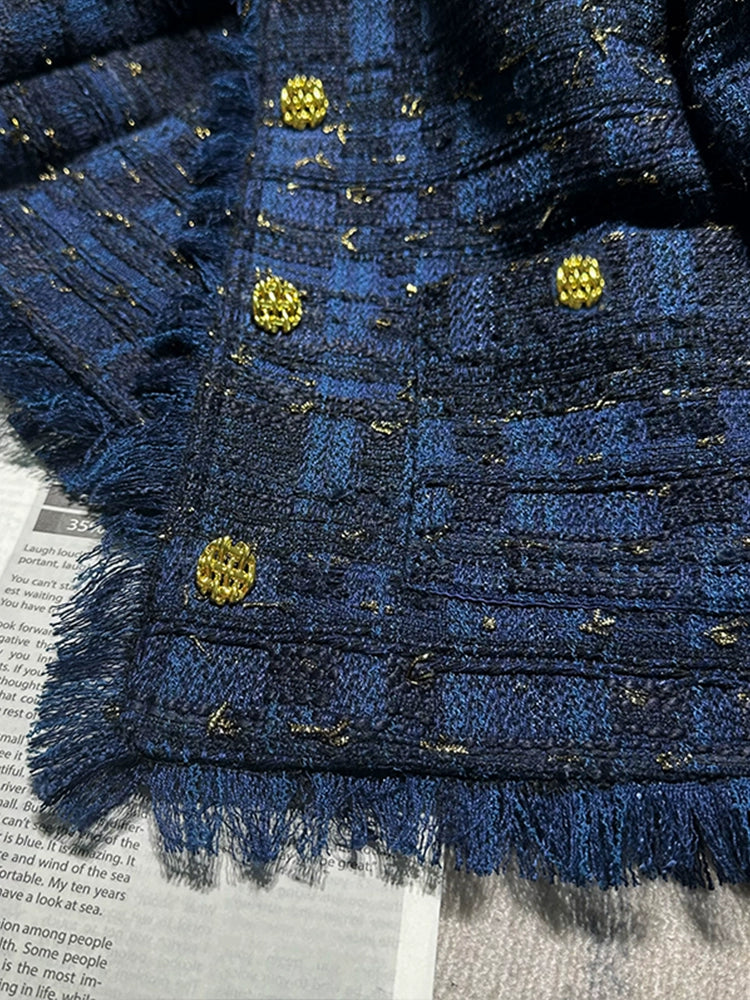 Golden Touch Navy Tweed Jacket 00314