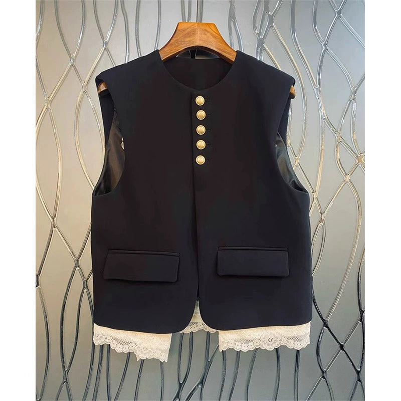Embroidery Vest with Buttons 00065