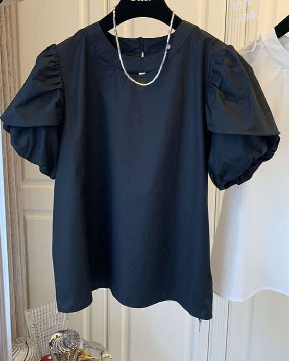 Structured Puff Shoulder Blouse 00217