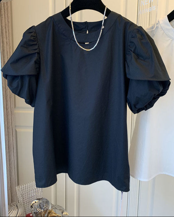 Structured Puff Shoulder Blouse 00217