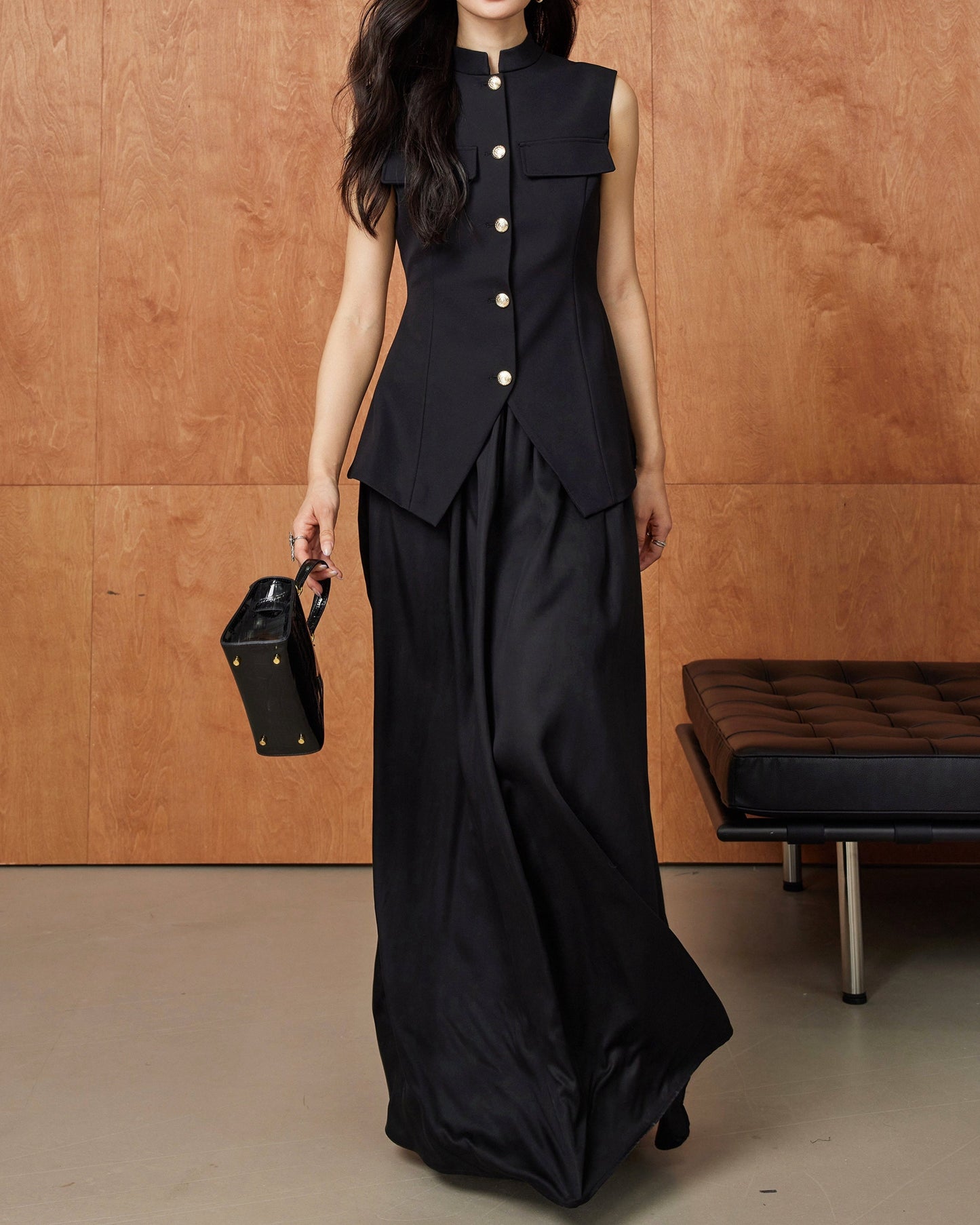 Sleek Black Peplum Vest 00158