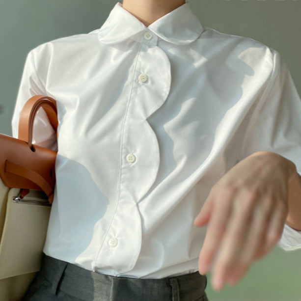 Modern Ripple Button Long Sleeve Shirt 00163