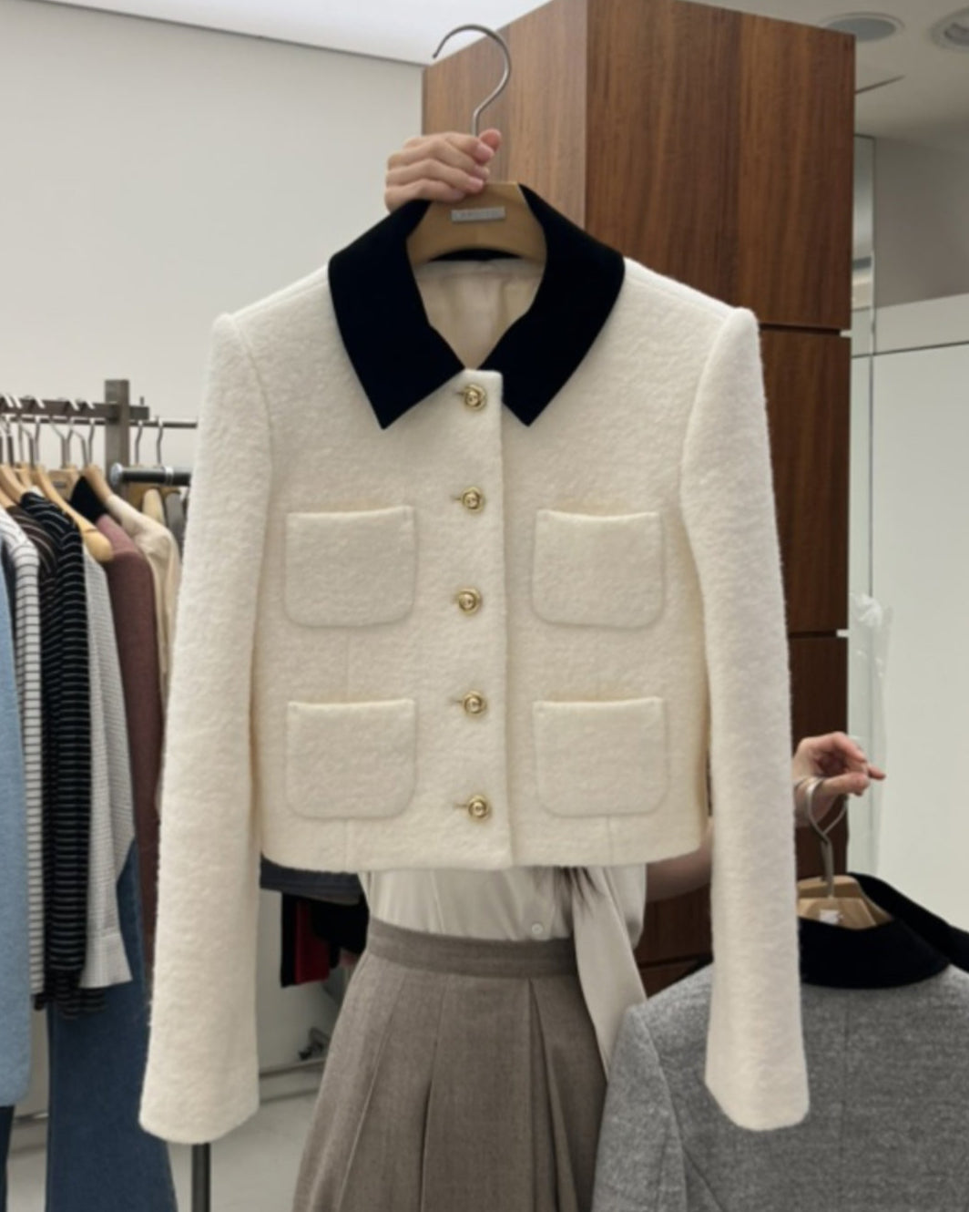 Black Collar Pocket Detail Jacket 00187