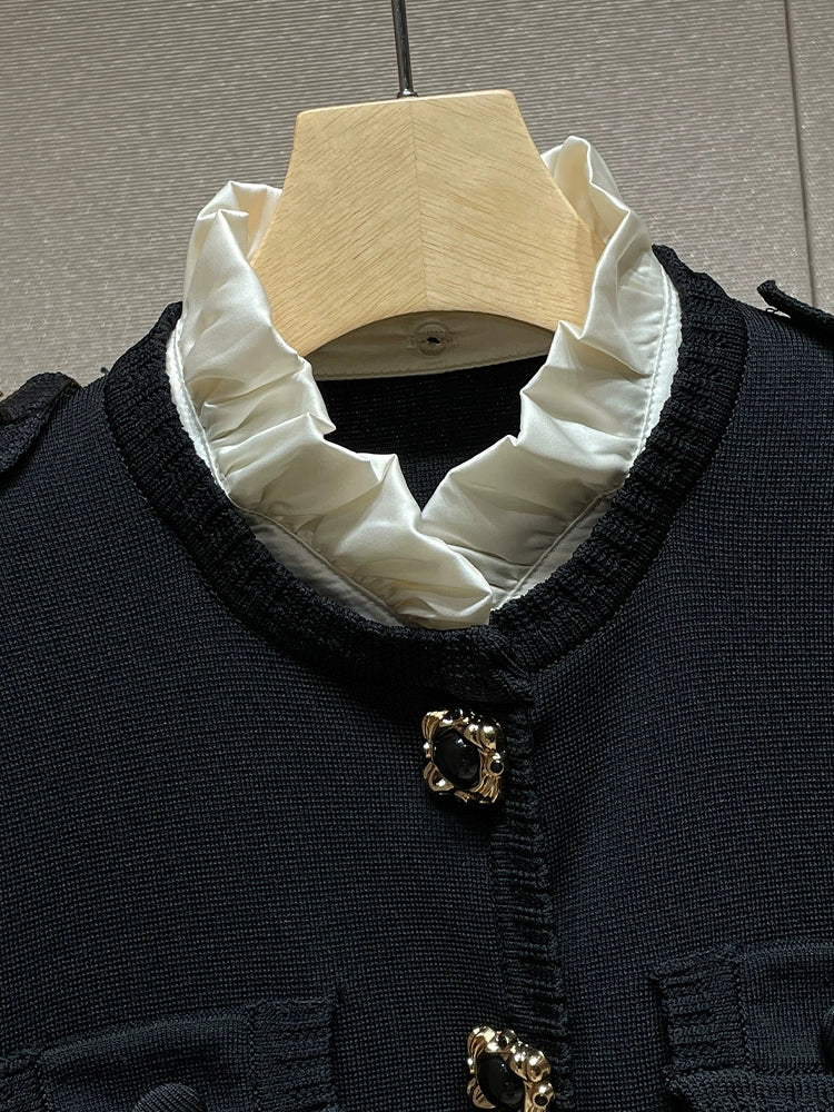 Fine Cardigan with White Collar and Cuff 00021