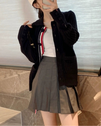 Chic Stripe Knit Cardigan 00447