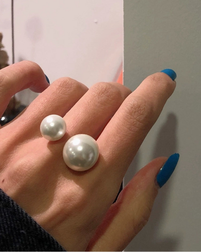 Luxe Double Pearl Open Ring 00515
