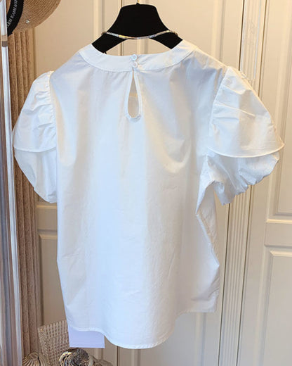 Structured Puff Shoulder Blouse 00217