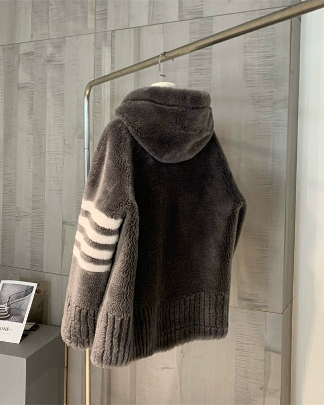 Plush Shearling Hoodie Jacket 00517