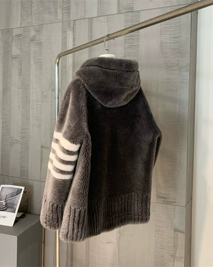 Plush Shearling Hoodie Jacket 00517