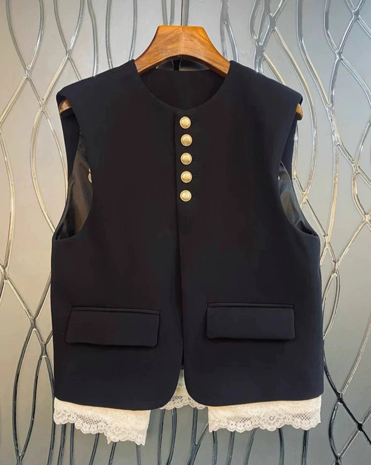 Embroidery Vest with Buttons 00065