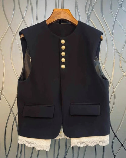 Embroidery Vest with Buttons 00065