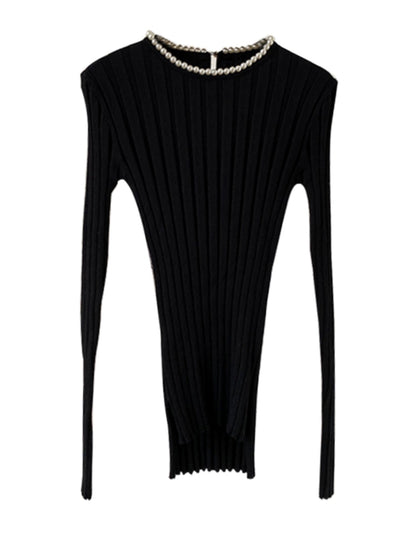 Long sleeve top with pearl 00084