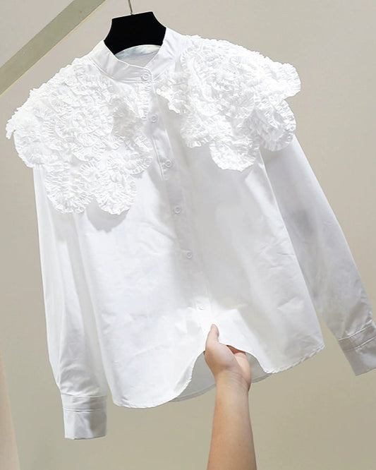 Scalloped Big Collar Shirt 00385