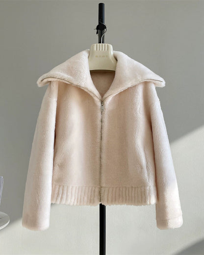 Fuzzy Wool-Blend Short Jacket 00523