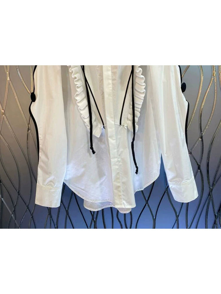 Sharp Collar and Black Tie Shirt 00103