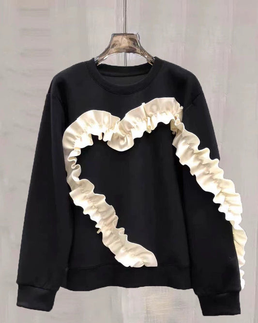 Romantic Frill Heart Sweatshirt 00492