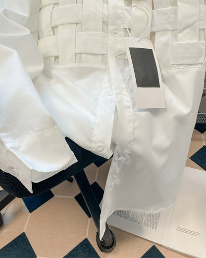 Woven Panel Organza Shirt 00384